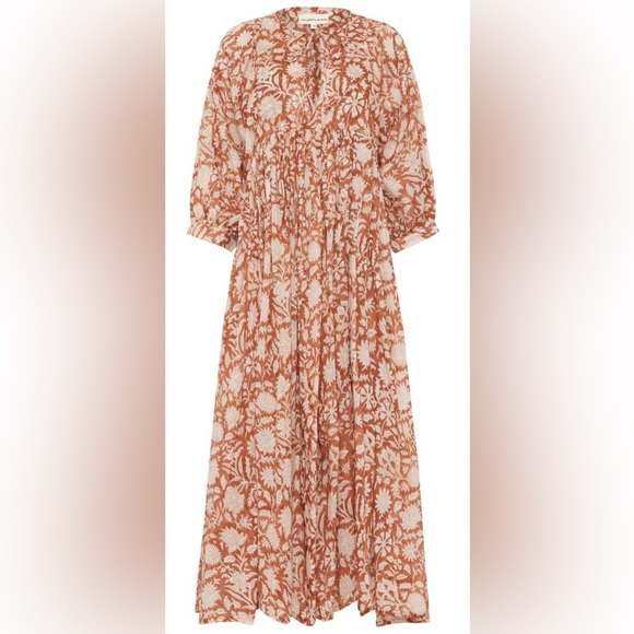 NWT Daughters of India Kyra Cotton Midi Dress Caramel Size Small - Picture 2 of 9